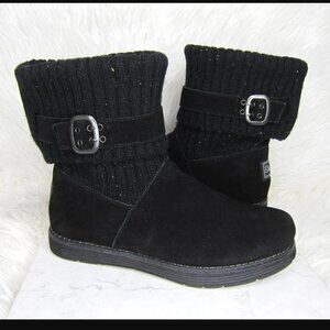Skechers Black Suede Sweater Ankle Boots S/N 48625 Women's Size 7.5 NWOB